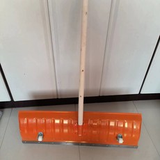 넉가래 제설 도구 눈삽 내구성 있는 망간강 청소, 주황색 블레이드 90cm 나무 손잡이, 1개