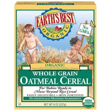 Earth's Best Organic Baby Food Whole Grain Oatmea 지구 최고의 유기농 이유식 통곡물 오트밀 시리얼 비 GMO 쉽게 소화 가능하고 철분, 226g, 1개