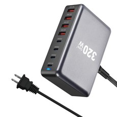 USB C 고속 320W 데스크탑 GaN 충전기 8 포트 타입 PD 충전 3.0 모바일, 03 US