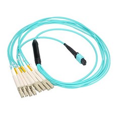 Amphenol FO-MPOSPLTRLC-005 MTP/MPO QSFP to 4 OM3 Duplex LC Breakout Fiber Optic Cable 5 m, 1개, null) 1,  5 m,Amphen