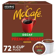 McCafé 프리미엄 로스트 디카페인 큐리그 1인용 K컵 포드 미디엄 커피 각 24개의 포드 4개 팩 96개, 12 Count (Pack of 6)