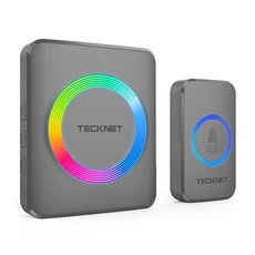 사무실벨 가정용 TECKNET 무선 초인종 60음향 5음량 레벨의 교실용 P65 방수 1 970피트 120dB RGB 플래시, Tarnish, 1개