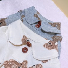 ( 찰리셋-커플룩 ) 미뇽베어 원피스 아이보리 견주여자 강아지 실내복 애견 잠옷, SM, 미뇽베어커플룩원피스-아이보리+견주여자아이보리, 1개