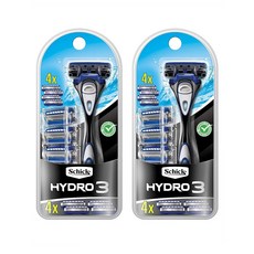 Schick 쉬크 하이드로3 레이져 면도기 + 면도날 4개 2세트 Hydro 3 Razor for Men Value Pack, 1개