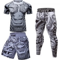 MMA 복싱 반바지 트레이닝복 세트 남성용 러닝복 러닝가드 운동 체육관 의류 스포츠웨어 트레이닝 피트니스 운동복, [09] 001-A031-A033
