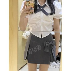롯데월드 교복 여름 반팔 퍼프 레이스 리본 유니폼