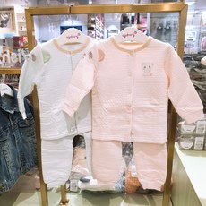 아가방 깔끔한 곰돌이 삼중지 오픈내의