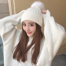 헤어볼 폼폼 니트 모자 가을 겨울 여우털방울 비니 패션 사랑스런 귀달이