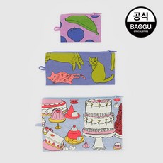 BAGGU 바쿠 플랫 파우치 3SET 스틸 라이프