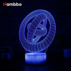 해외직구 추상 원 3D 램프 LED 7 컬러 비전 데코레이션 터치 테이블 램프 USB 화이트 크랙 베이스 야간 라이트 매직 홀리데이 선물