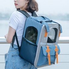 [아띠꼴로] 강아지가방 애견 백팩 여행가방 강아지 이동가방 고양이 산책가방 외출가방 이동장, 블루