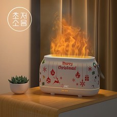 TORIC 초저소음 불꽃조명 초음파 가습기 LED 무드등 모닥불 벽난로 인테리어 아로마 무드등 디퓨저 미니 가습기 크리스마스 선물, 크리스마스 화이트, HZ005