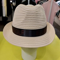 [엘르골프] 은은한 투톤 컬러 배색 로고 테잎 포인트 페도라 햇 모자, 화이트(100)