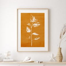 나뭇잎 액자 식물 그림 포스터 어텀오렌지