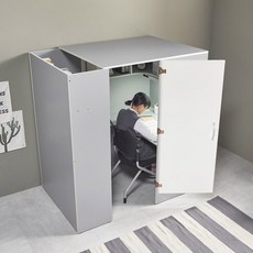 e스마트 신학기책상 스터디룸 독서실책상 와이드 LED스탠드, 그레이