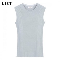 리스트 리브드 라운드넥 슬리브리스 니트 TSKPOK62520 MG