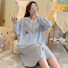 잠옷 큰옷 빅사이즈 캐주얼 따듯한 긴팔 여성용 산방 여 임산부