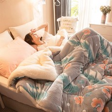 양모이불솜 스웨이드 양면융 10근 털이불 겨울 보온 두꺼운 겨울이불솜 매우두꺼운 싱글 8근 더블 전체면이불, C11-꽃이핀다 꽃이지고 =