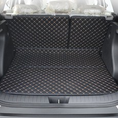 카프트 디 올 뉴 코나 SX2 트렁크매트 프리미엄 가죽 퀄팅 차박, 블랙-블랙, 일체형