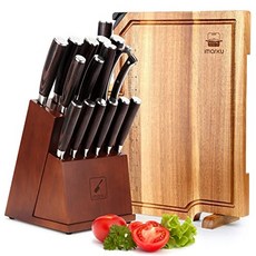 칼 세트 아카시아 나무 도마 - 요리사 나이프 핸들 주스의 그루브 도마 부엌 용 목제 도마, 본상품
