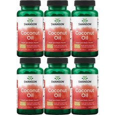 Swanson EFAs Coconut Oil 스완슨 오가닉 올가닉 코코넛 오일 1000mg 라우르산 미리스틱산 팔미트산 올레산 함유 60정 6병, 6개