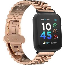 ITOUCH AIR 4 밴드 20mm 24mm 솔리드 스테인리스 스틸 메탈 버터플라이 접이식 걸쇠 링크 브레이슬릿 호환 아이터치 스포츠 3 에어 40mm 44mm 41mm 46, Rose Gold, 24mm size band
