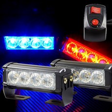12V LED 각도조절 스트로브 파박이 경광등 BH62033-2-4H, [4발타입]블루-레드LED, 1개