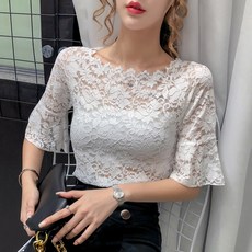 라인댄스복 라틴댄스복 상의 레이스칠부, 2XL 67.5Kg 이내, 화이트, 화이트, 1개