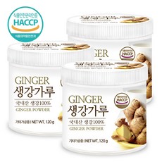 푸른들판 국산 생강 가루 분말 100% HACCP 인증 생강차 갈릭 파우더 조미료 향신료, 120g, 1개입, 3개