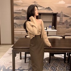 베이비윙 브이넥 아우터 니트가디건코트 끈나시 여성 코리아 CHIC여승무원 여신 무드 산들바람 세가지 커버