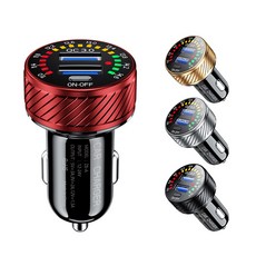 전압표시 고속 충전 시거잭 내열성 QC3.0 USB 자동차 전화 USB 충전기, 레드