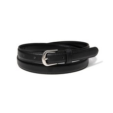 HALDEN (W) simple silver fake leather belt (T018_black)