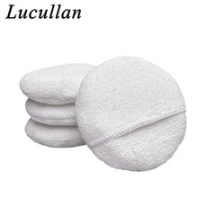 Lucullan 흰색 테리 천 극세사 원형 애플리케이터 패드 손가락 포켓 그립 개선 4 인치, 5 White TGK Sponge, 1개