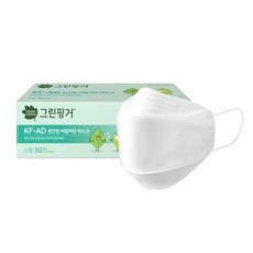 그린핑거 비말차단마스크 KFAD 키즈마스크 30매 38720, 30매입, 1개, 화이트