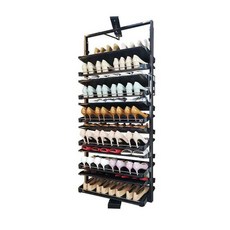 회전신발장 360도 스윙 현관 수납장 12단 대용량 벽장, 블랙10단(높이1400-1520mm 접이식)