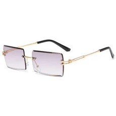 무테 Rimless Rectangle Womens Sun glasses Shades 패션 브라운 틴티드 렌즈 선글라스 여성 남성 여름 안경