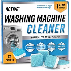 미국직송 ACTIVE 베스트셀러 Washing Machine Cleaner Descaler 세탁기용 딥 클리닝 드럼 내부 청소 세탁조 클리너 24팩 발포형정제 (1년분)