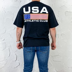 데일트 남자 USA 성조기 레터링 프린팅 오버핏 박스핏 반팔티