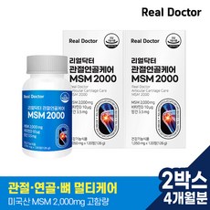 리얼닥터 관절연골케어 MSM 2000 / 골다공증 뼈건강 무릎 영양제 관절개선건강 비타민D 망간, 120정, 2박스