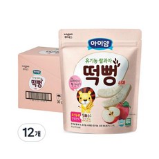 과일맛 내아이애 유기농 떡뻥 쌀과자 4종 세트 120g 2세트, ONE COLOR, 사과  30G  12개