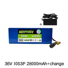 전기 자전거 스쿠터 BMS 및 충전기 고전력 용량 42V 18650 리튬 배터리 팩 36V 10S3P 28Ah 38Ah 500W, 04 파란, 1개