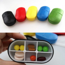 YH PILLBOX 알약모형 타원형 알약케이스 6칸 레드, 1개