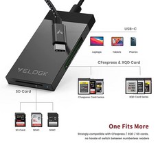 3-in-1 CFexpress/XQD/SD 카드 리더기 USB C VELOGK 듀얼 슬롯 3.21bps CFexpress 타입 B 어댑터 안드로이드/윈도우/맥 OS/리눅스와 호환