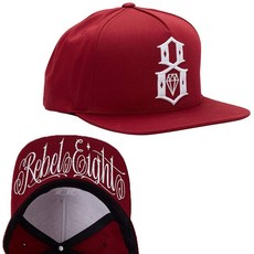 [남성 패션모자] (레벨 에이트) REBEL8 LOGO SCRIPT UNDERBRIM 스냅 백 캡 모자 빨강 SNAPBACK CAP Cardi