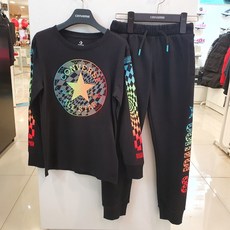 컨버스키즈 동아강북 봄이 왔어요~ 랩체커 그라데이션 간절기 티셔츠+조거 팬츠 상하복 세트