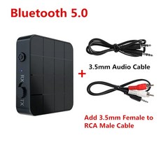 블루투스 5.0 4.2 수신기 3.5mm AUX 잭 RCA 스테레오 음악 차량 TV PC 스피커용 무선 오디오 어댑터, 04 Color2 V5.0 With RCA, 1개