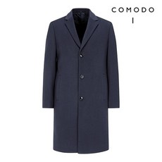 COMODO 코모도 다크블루 캐시미어 스티치 카라 싱글 코트