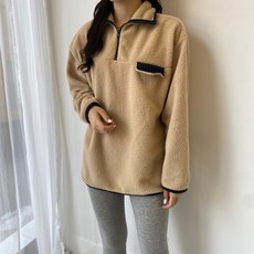 업쓰 여성 오버핏 박시 남여공용 털 후리스 플리스 반집업 아노락