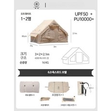 대형 에어텐트 글램핑 리빙쉘 장박 캠핑 자동 쉘터 옥스포드 천, 6㎡ 옥스포드 천 3x2m