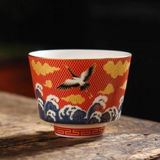 에나멜 세라믹 티 컵 쿵푸 차 찻잔 화이트 옥 도자기 보울 싱글, 6.E 7x5.5cm 110ml, 1개